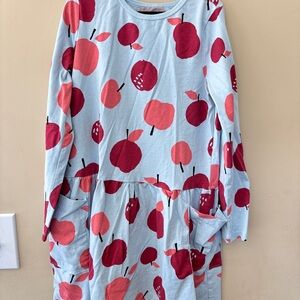 Tea Collection Blue and Red Apple Print Dress